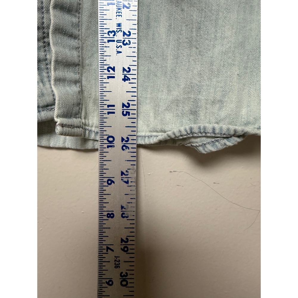 Express Denim Shirt Womens Large Light Blue Good Button Down Cotton Long Sleeve - Picture 4 of 7